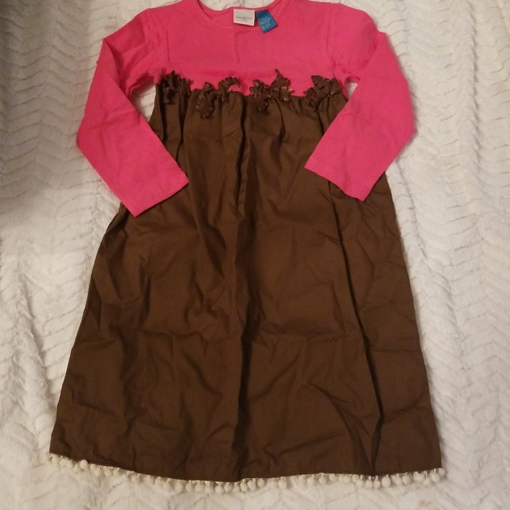 Girls new custom made pom pom dress 5 6